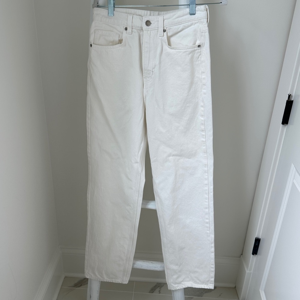 & Denim by H&M Women's 90’s Straight Ultra High Waist White Denim Jeans Size 6